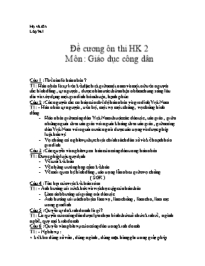 Đê cương ôn thi học kì 2 môn Giao duc công dân